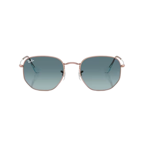 Óculos de Sol Ray-Ban Hexagonal 0RB3548N 90353M54 Aço Marrom com lentes na cor Azul Degradê