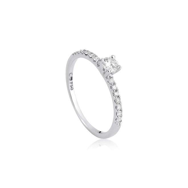 Anel Solitários Lu em ouro branco 18k com 55pts de Diamantes 1