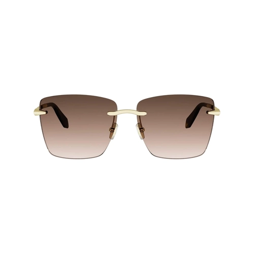 Óculos de Sol Bvlgari BV40107U_6030F Metal Dourado com lentes na cor Marrom Degradê