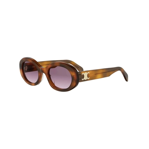 Óculos de Sol Celine Triomphe CL40194U 5253Z Acetato Marrom Mesclado com lentes na cor Cinza
