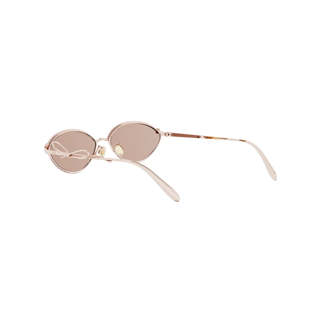 Óculos de Sol Christian Dior Bow R1U CD40280U_5528L Metal Rose com lentes na cor Marrom 5
