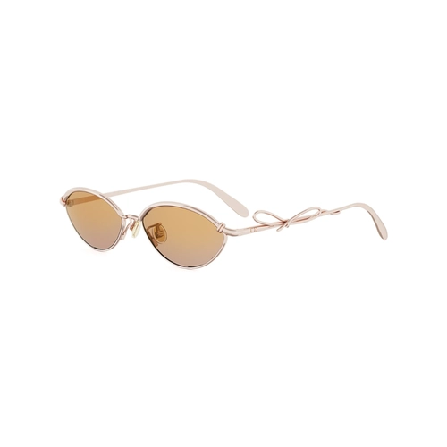 Óculos de Sol Christian Dior Bow R1U CD40280U_5528L Metal Rose com lentes na cor Marrom