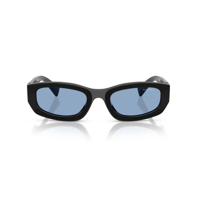 Óculos de Sol Miu Miu 0MU B04S 16K30U53 Acetato Preto com lentes na cor Azul 2