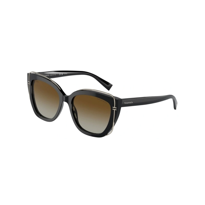 Óculos de Sol Tiffany 0TF4148 8364T554 Acetato Preto com lentes na cor Marrom Degradê Polarizado 1