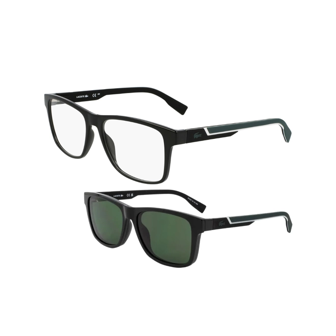 Óculos de Grau Lacoste com Clip-On L2707MAG-SET N 001 55 Acetato Preto com lentes na cor Verde 1