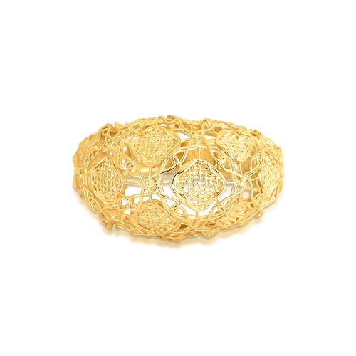 Anel Tramê bombê abaulado em ouro 18k renda Filigrana Artesanal