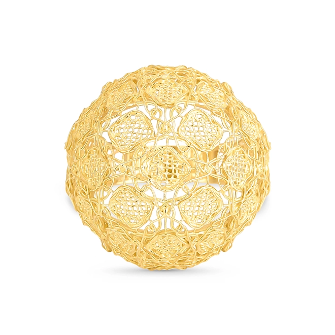 Anel Tramê bombê abaulado em ouro 18k renda Filigrana Artesanal 2