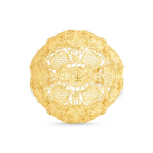 Anel Tramê bombê abaulado em ouro 18k renda Filigrana Artesanal