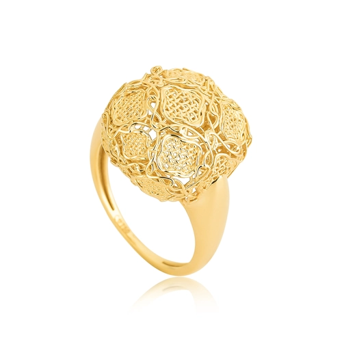 Anel Tramê bombê em ouro 18k renda Filigrana Artesanal