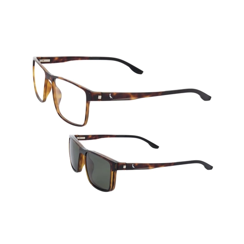 Óculos de Grau Reserva RSV2615MAG-SET 215 52 Acetato Marrom Mesclado com Clip-On na cor Verde