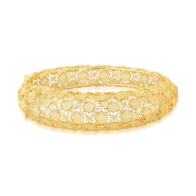 Pulseira Tramê bracelete bombê em ouro 18k abaulado renda Filigrana Artesanal 1