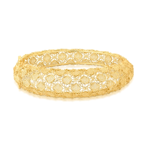 Pulseira Tramê bracelete bombê em ouro 18k abaulado renda Filigrana Artesanal