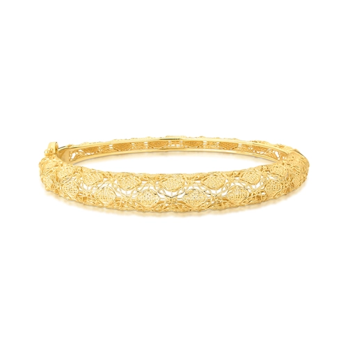 Pulseira Tramê bracelete bombê em ouro 18k abaulado renda Filigrana Artesanal