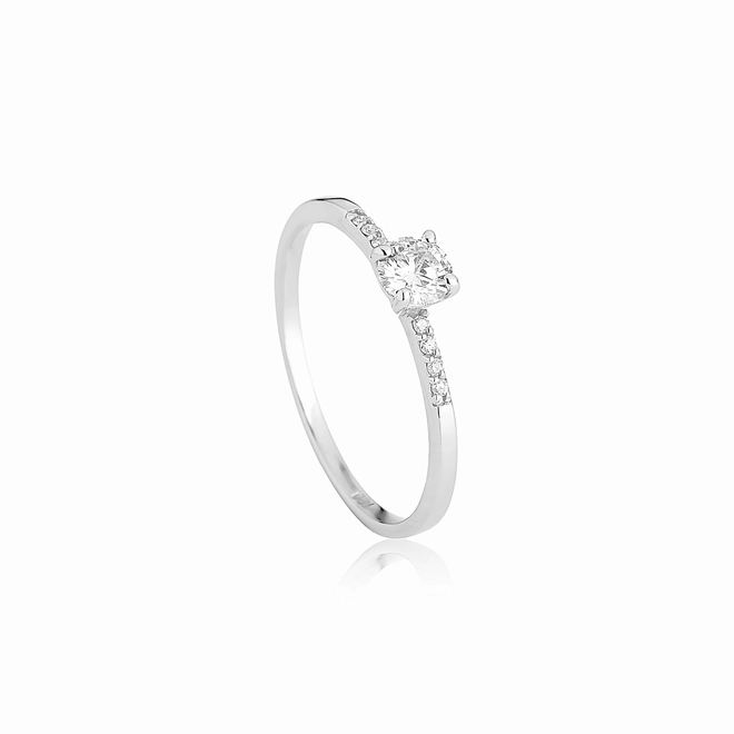 Anel Solitários New Desire em ouro branco 18k solitário com 29pts de Diamantes 1