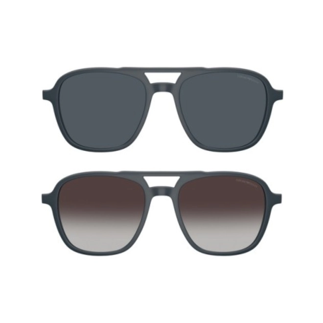 Óculos de Grau Emporio Armani com Clip-On 0EA4279U 64501W53 Acetato Azul Fosco com lentes na cor Marrom Degradê 2
