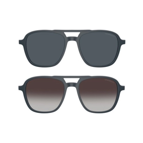 Óculos de Grau Emporio Armani com Clip-On 0EA4279U 64501W53 Acetato Azul Fosco com lentes na cor Marrom Degradê