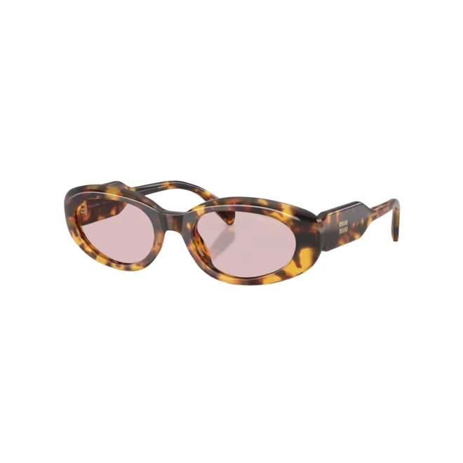 Óculos de Sol Miu Miu 0MU C01S 14L4I053 Acetato Marrom Mesclado com lentes na cor Rosa 1
