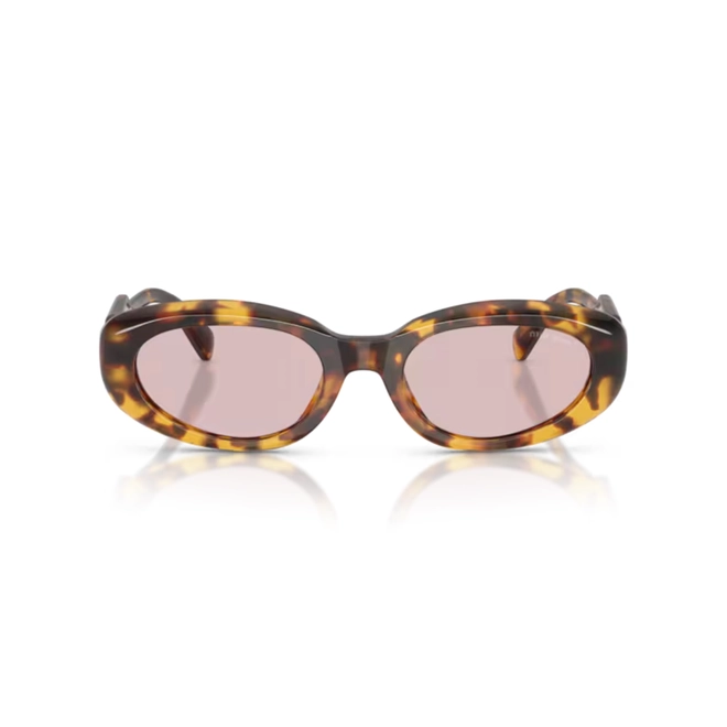 Óculos de Sol Miu Miu 0MU C01S 14L4I053 Acetato Marrom Mesclado com lentes na cor Rosa 2