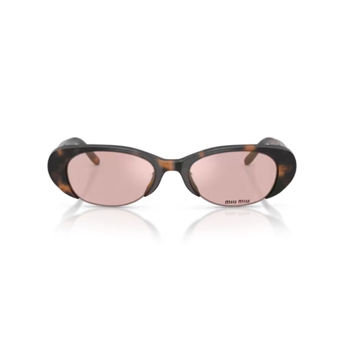Óculos de Sol Miu Miu 0MU C05SU 23A91C52 Acetato Marrom Mesclado com lentes na cor Rosa Espelhado