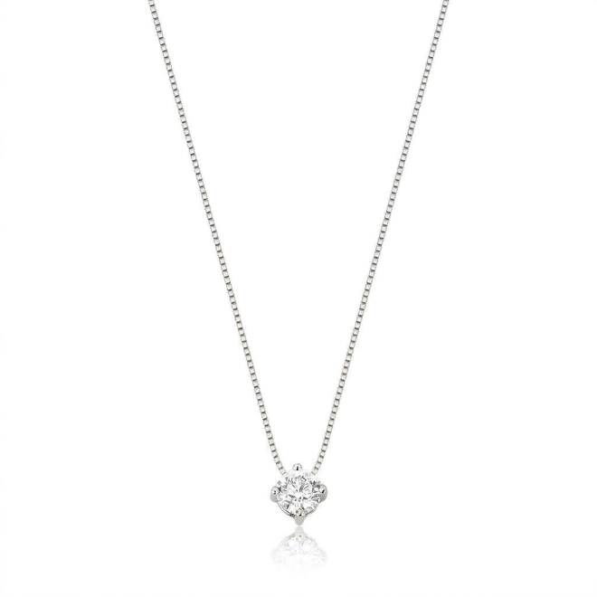 Gargantilha Solitários To Love em ouro branco 18k pingente ponto de luz de 40pts de Diamantes 1