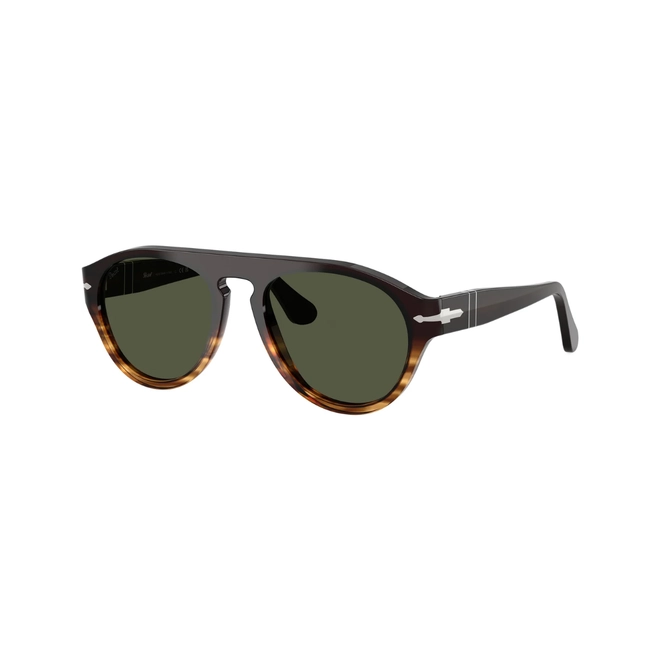 Óculos de Sol Persol 0PO3370S 10263156 Acetato Preto e Marrom Mesclado com lentes na cor Verde 1