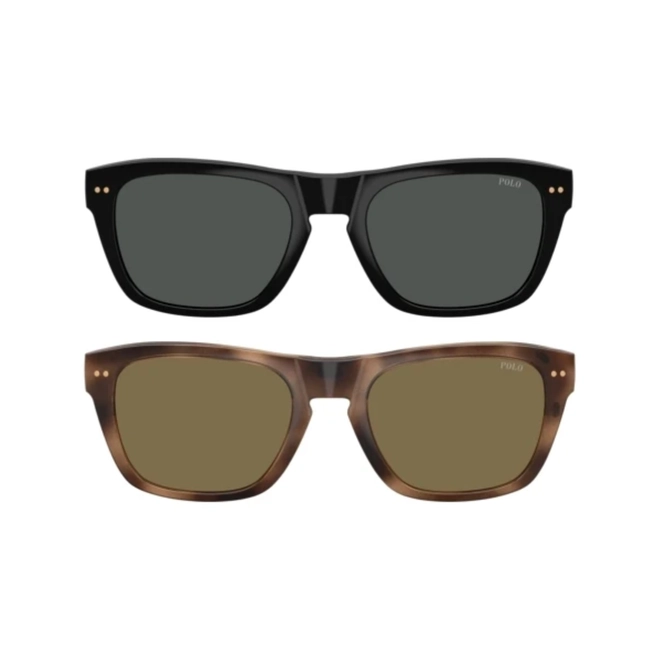 Óculos de Grau Polo Ralph Lauren 0PH4254U 50018753 Acetato Preto com Clip-On na cor Cinza e Marrom 2