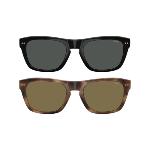 Óculos de Grau Polo Ralph Lauren 0PH4254U 50018753 Acetato Preto com Clip-On na cor Cinza e Marrom
