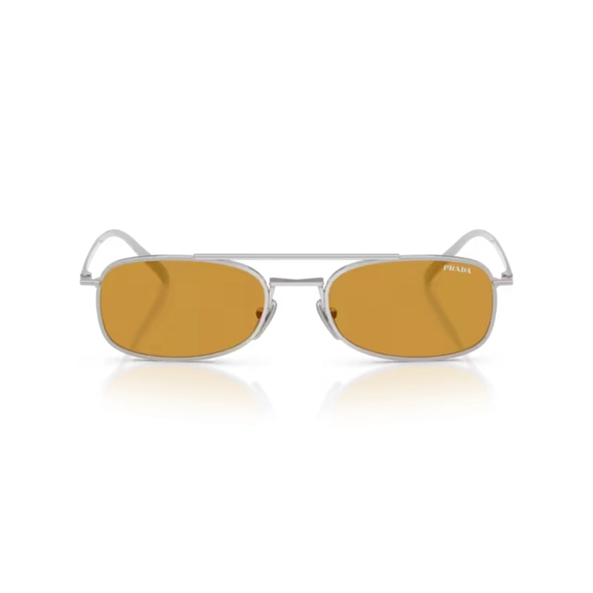 Óculos de Sol Prada 0PR D59S 1BC50P54 Metal Prata com lentes na cor Amarelo 2