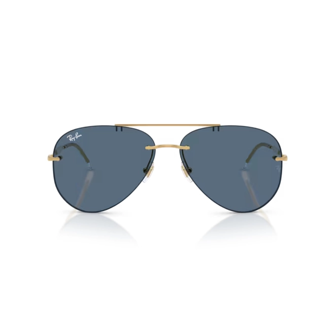 Óculos de Sol Ray-Ban 0RB3791 001/8059 Metal Dourado Polido com lentes na cor Azul 2