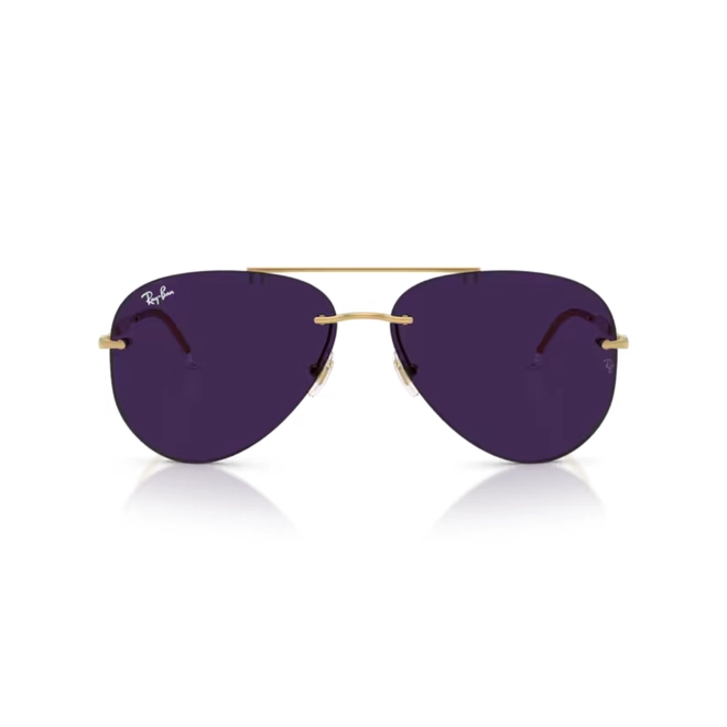 Óculos de Sol Ray-Ban 0RB3791 001/MH59 Metal Dourado Polido com lentes na cor Roxo Fotocromático 3