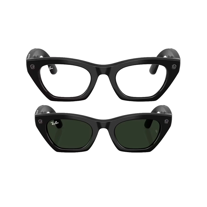 Óculos de Sol Ray-Ban Meta Zena Gen 3 0RW4015 601/1M49 Acetato Preto com lentes na cor Verde Fotocromático 3