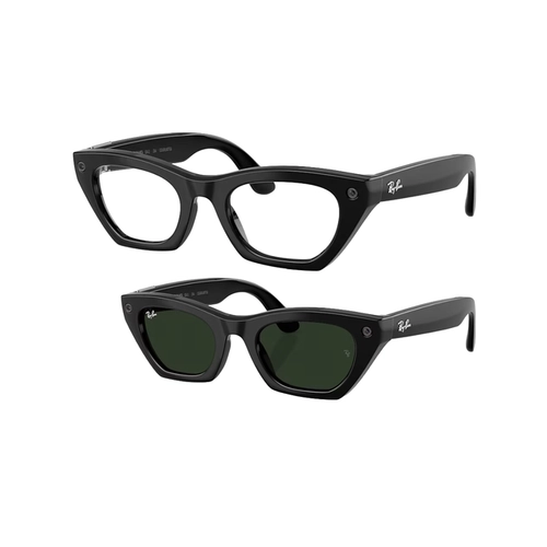 Óculos de Sol Ray-Ban Meta Zena Gen 3 0RW4015 601/1M49 Acetato Preto com lentes na cor Verde Fotocromático
