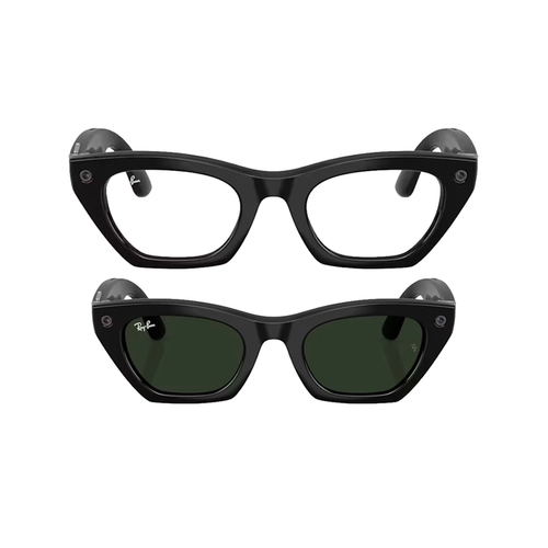 Óculos de Sol Ray-Ban Meta Zena Gen 3 0RW4015 601/1M49 Acetato Preto com lentes na cor Verde Fotocromático
