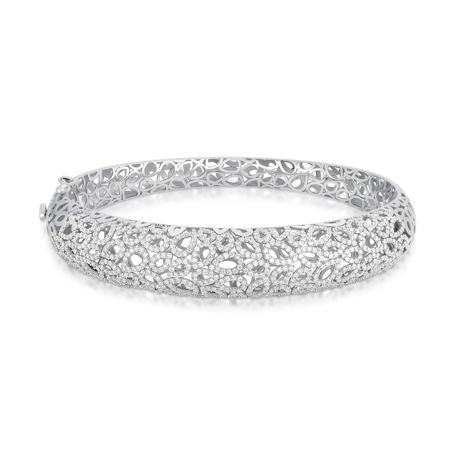 Pulseira Lacrima bracelete em ouro branco 18k abaulado lagrimas vazadas 228pts de Diamantes 1