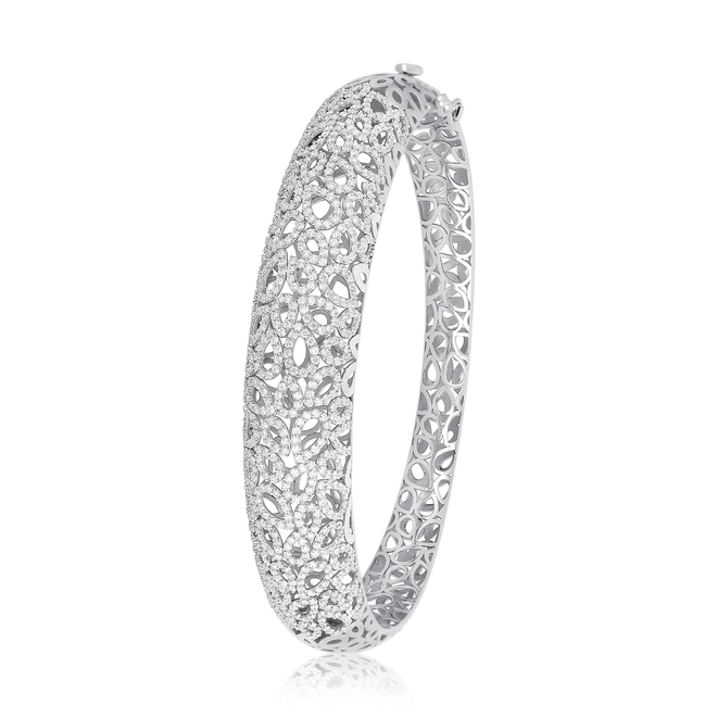 Pulseira Lacrima bracelete em ouro branco 18k abaulado lagrimas vazadas 228pts de Diamantes 2