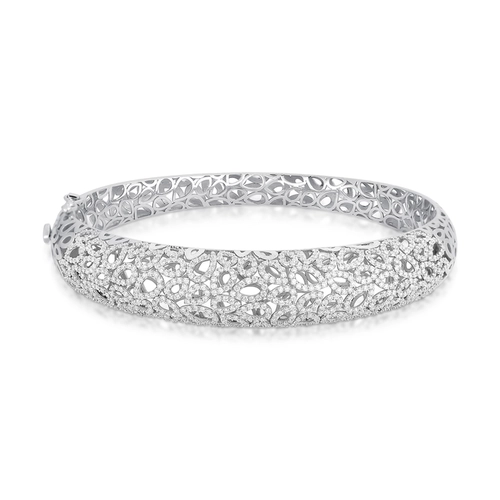 Pulseira Lacrima bracelete em ouro branco 18k abaulado lagrimas vazadas 228pts de Diamantes