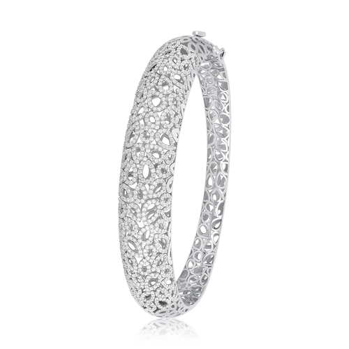 Pulseira Lacrima bracelete em ouro branco 18k abaulado lagrimas vazadas 228pts de Diamantes