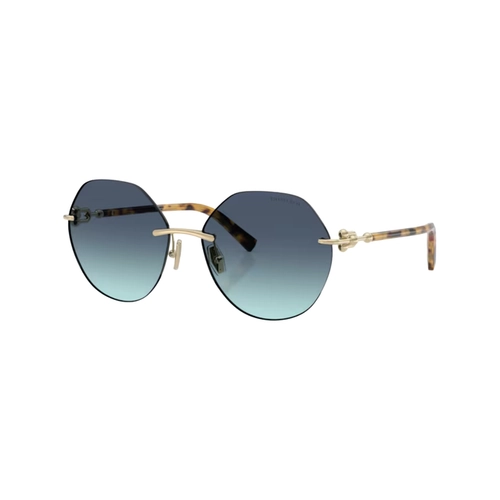 Óculos de Sol Tiffany 0TF3123 60219S58 Metal Dourado com lentes na cor Azul Degradê