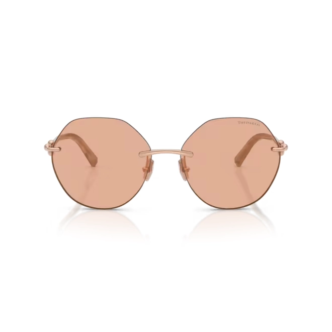 Óculos de Sol Tiffany 0TF3123 6105A258 Metal Rose com lentes na cor Marrom Espelhado 2