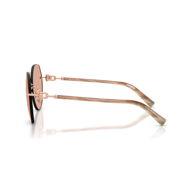 Óculos de Sol Tiffany 0TF3123 6105A258 Metal Rose com lentes na cor Marrom Espelhado 3