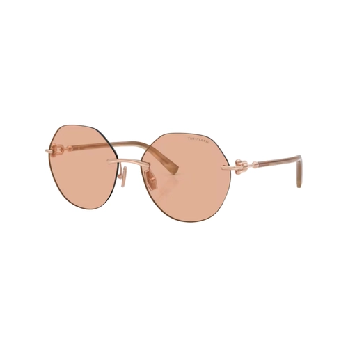 Óculos de Sol Tiffany 0TF3123 6105A258 Metal Rose com lentes na cor Marrom Espelhado