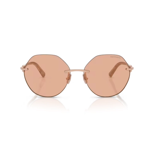 Óculos de Sol Tiffany 0TF3123 6105A258 Metal Rose com lentes na cor Marrom Espelhado