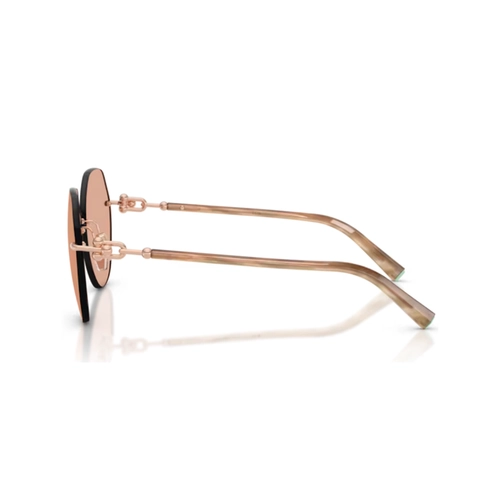 Óculos de Sol Tiffany 0TF3123 6105A258 Metal Rose com lentes na cor Marrom Espelhado