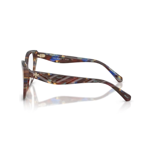 Óculos de Grau Tory Burch 0TY2174U 2092 53 Acetato Marrom e Azul Mesclado