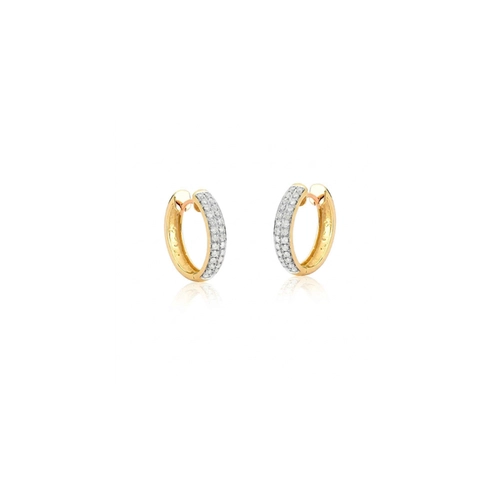 Brinco Pavês Amare argola redonda em ouro 18k pavê 31pts de Diamantes com ródio