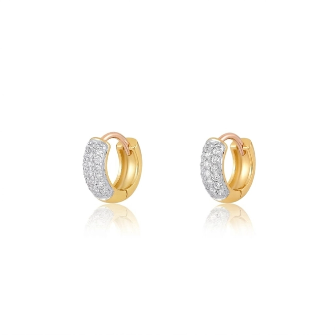 Brinco Pavês Amare mini argola em ouro 18k pavê 18pts de Diamantes com ródio 1