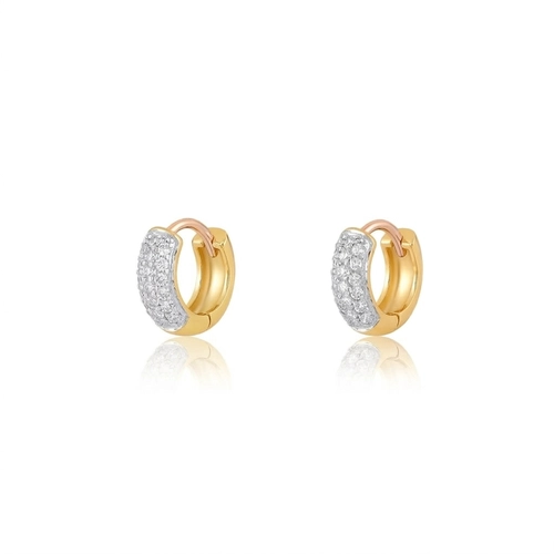 Brinco Pavês Amare mini argola em ouro 18k pavê 18pts de Diamantes com ródio