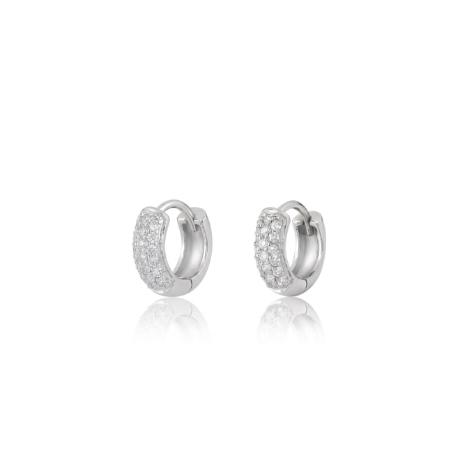 Brinco Pavês Amare mini argola click em ouro branco 18k pavê 18pts de Diamantes 1