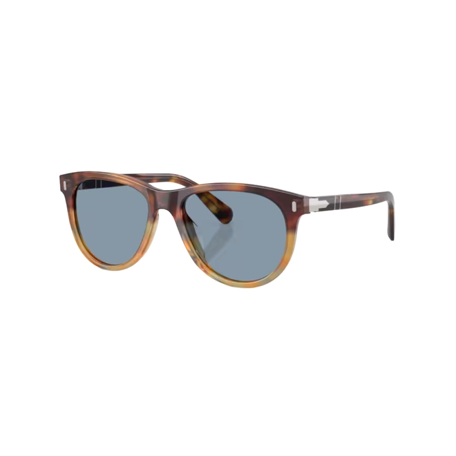 Óculos de Sol Persol 0PO3408S 11585653 Acetato Marrom Mesclado com lentes na cor Azul 1