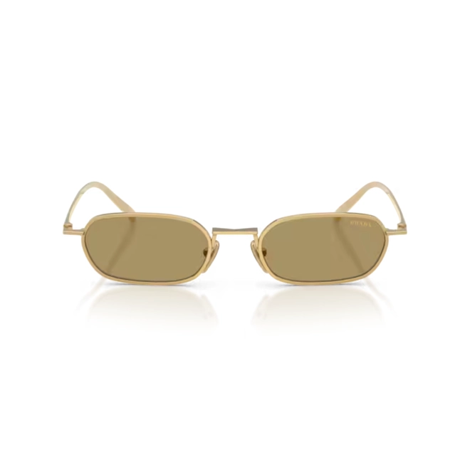 Óculos de Sol Prada 0PR D58S 5AK70G51 Metal Dourado com lentes na cor Verde Oliva 2